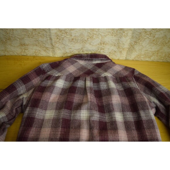 Swiss Alps Thick Lined Chore Coat Shacket Womens Sz Sm Fig Purple Plaid Cottage - Picture 7 of 8